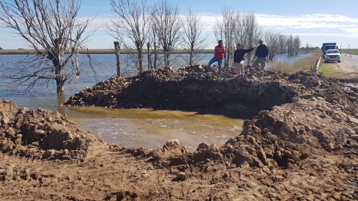 Vialidad Nacional destapó una alcantarilla de un alteo de la ruta 35