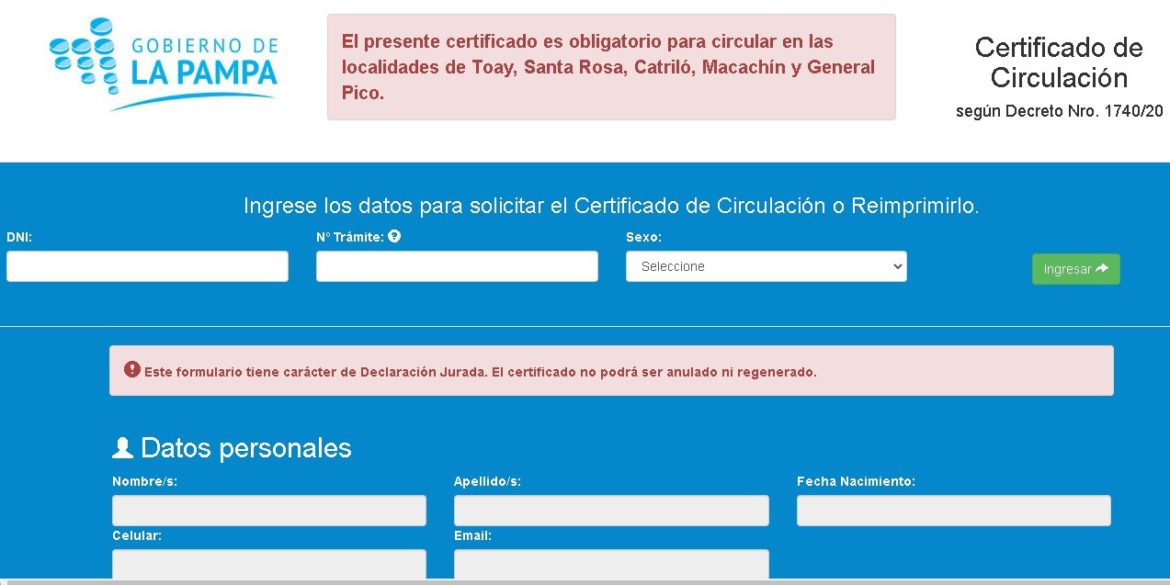 Permisos para circular: hasta este viernes van 54.093 certificados emitidos