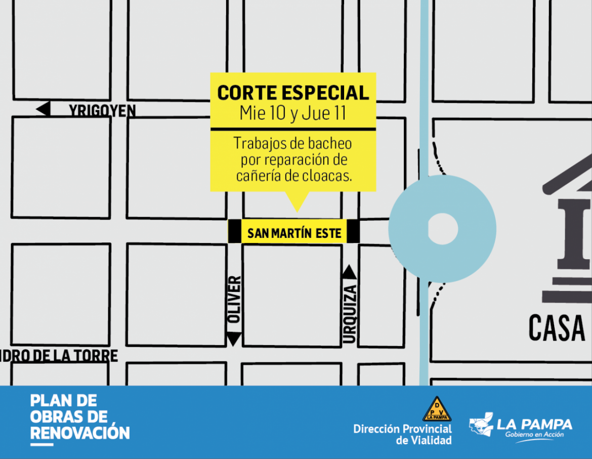 Cortan por dos días el tránsito en un sector de Santa Rosa