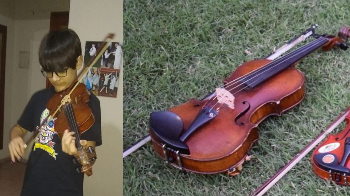Un santarroseño paró en Río IV a cambiarle el pañal a su bebé y extravió un violín