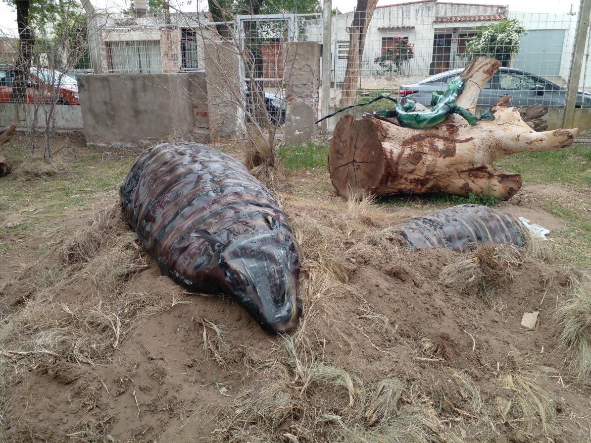 Alumnos de la Escuela 201 hicieron los animales del Atuel con material reciclable
