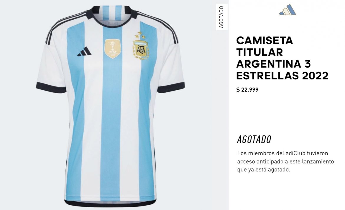 Se agotó en horas la camiseta con las tres estrellas y el parche de campeón