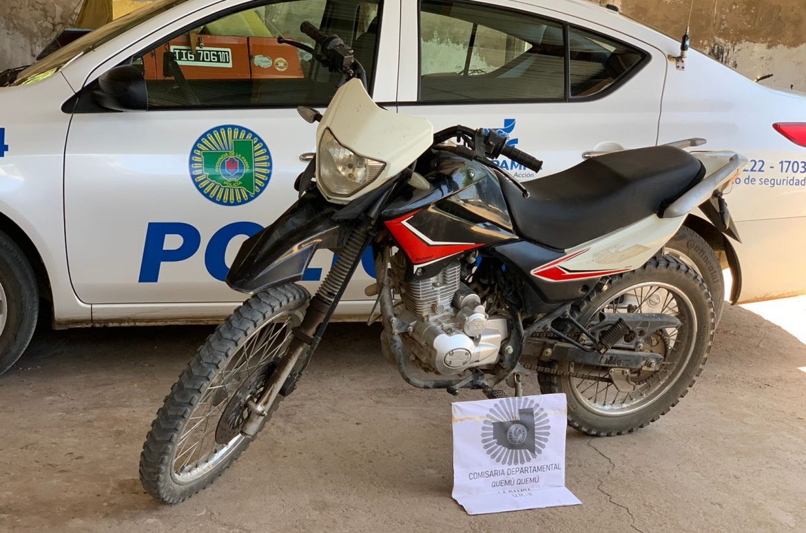 Recuperan una moto robada en Quemú