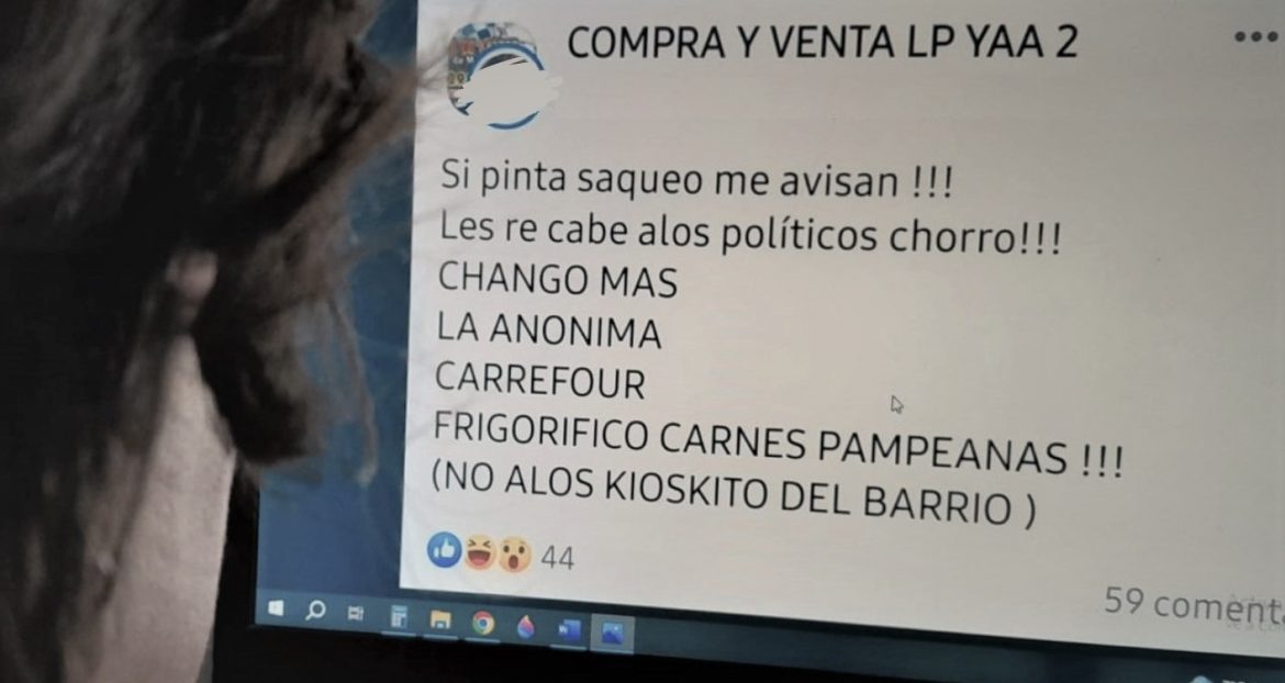 “Si pinta saqueo me avisan”: el mensaje de la joven denunciada por apología del delito