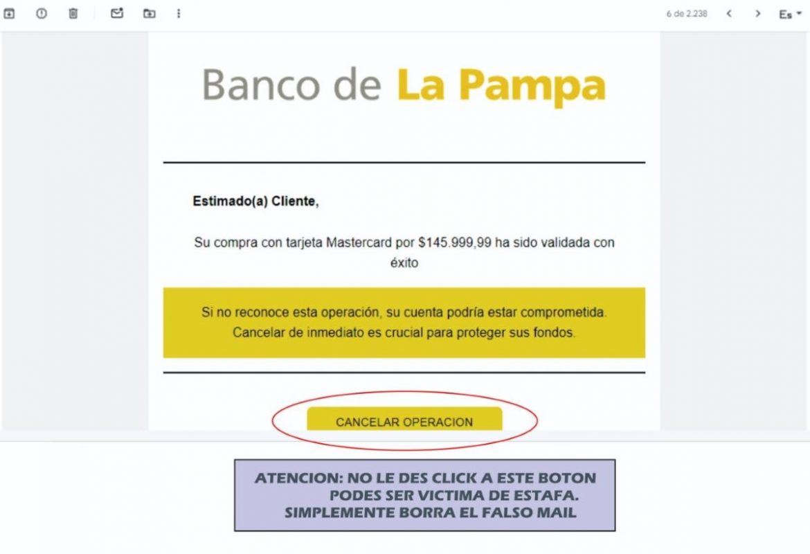 Alerta por más estafas con publicidades y correos electrónicos falsos del BLP