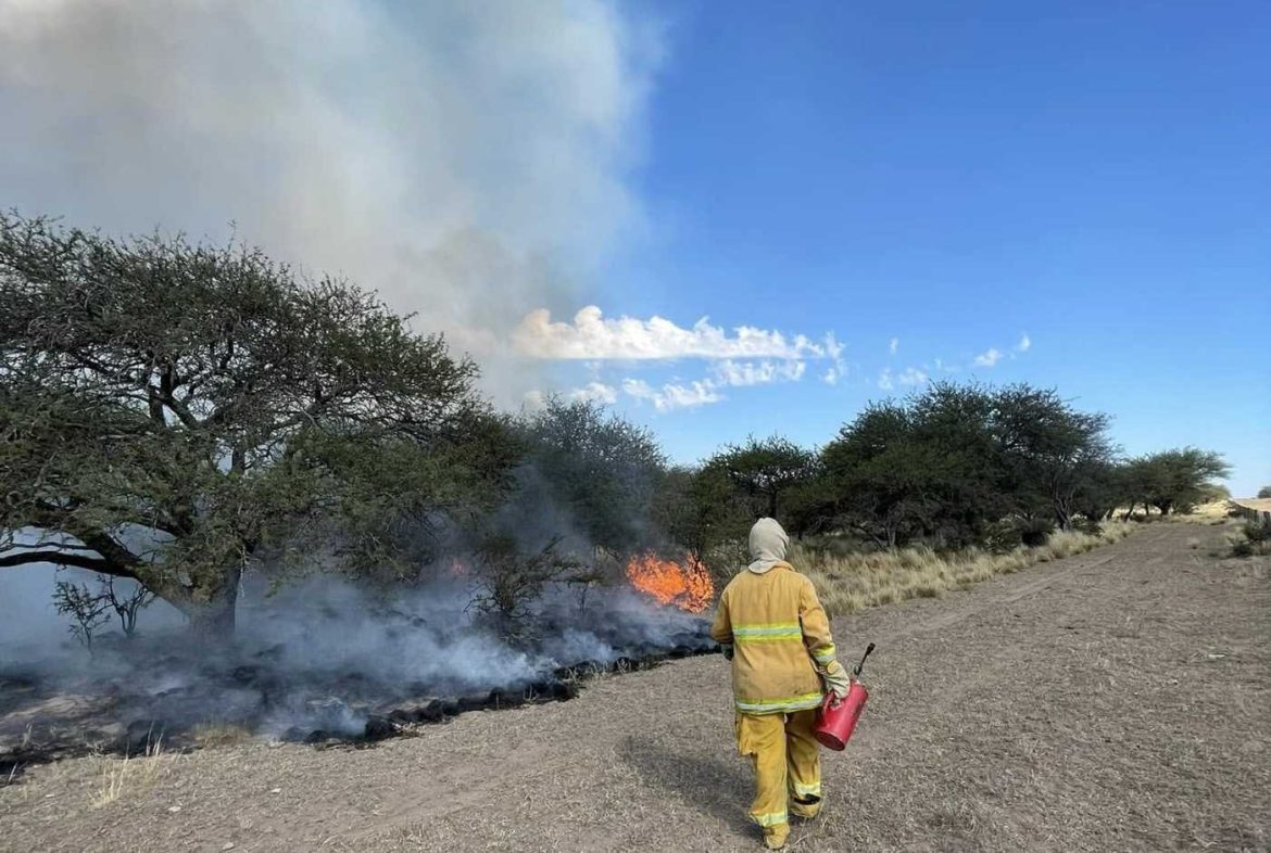 Un rayo provocó otro incendio en Acha: fue controlado por la rápida acción de bomberos y brigadistas