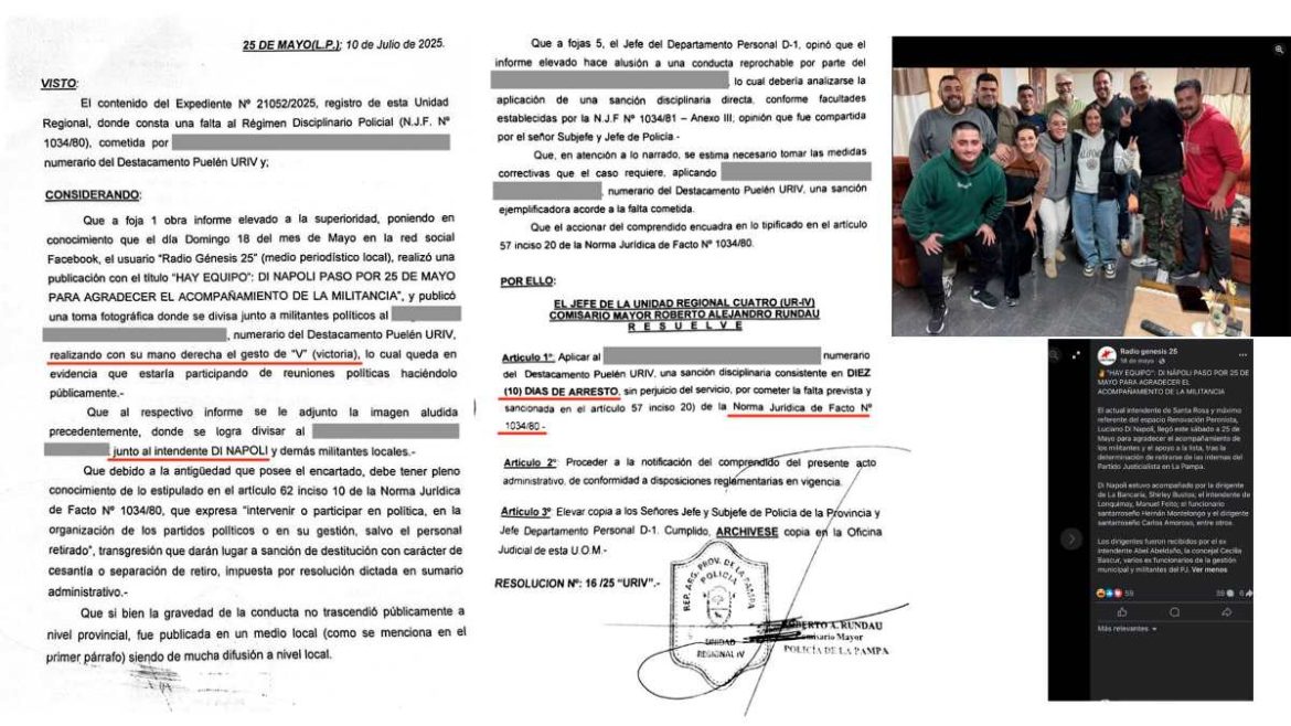 “Persecución política”: un policía, sancionado por compartir un mate con Di Nápoli