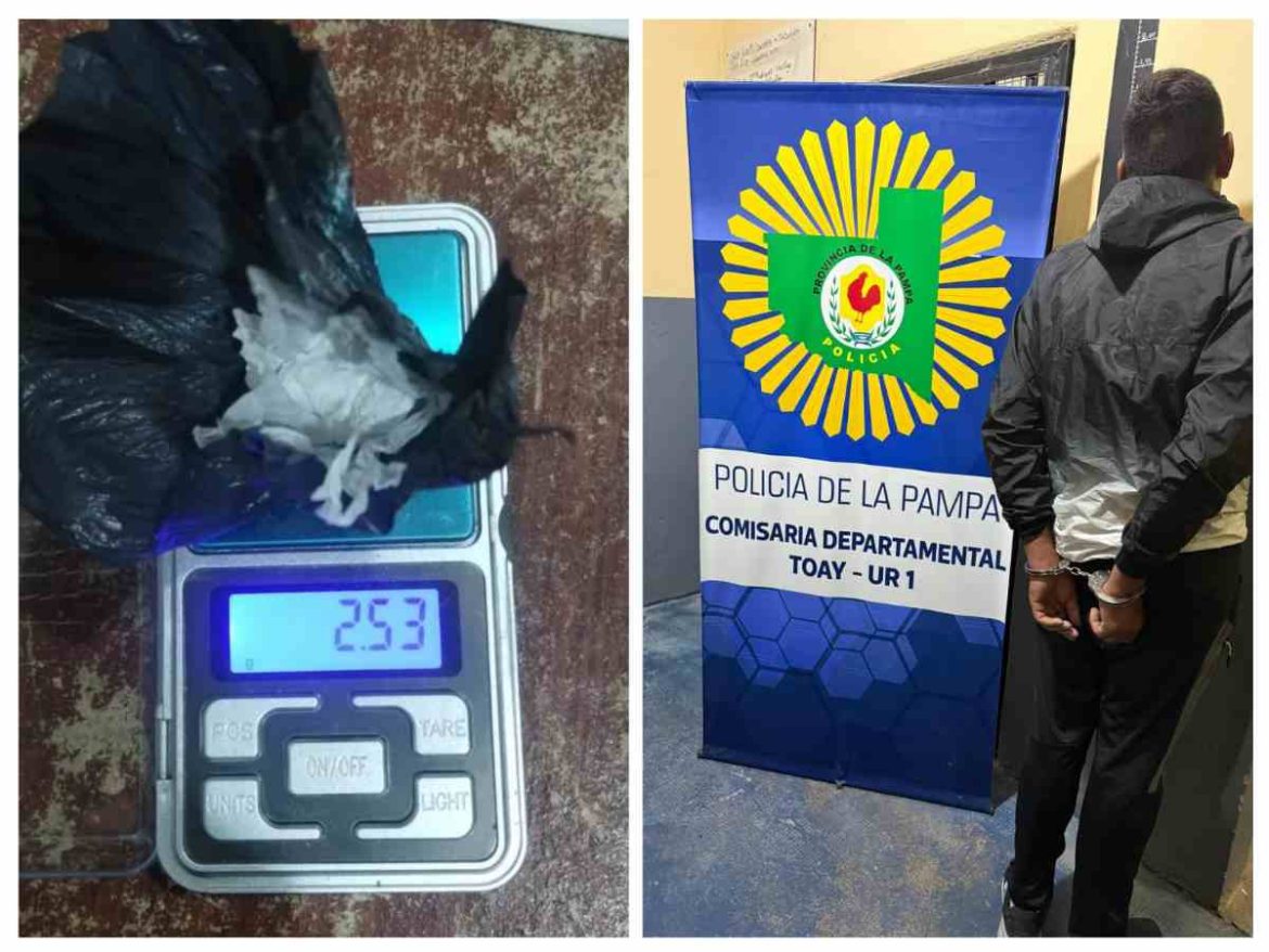 Toay: detuvieron a un hombre con pedido de captura que intentó fugarse y tenía cocaína